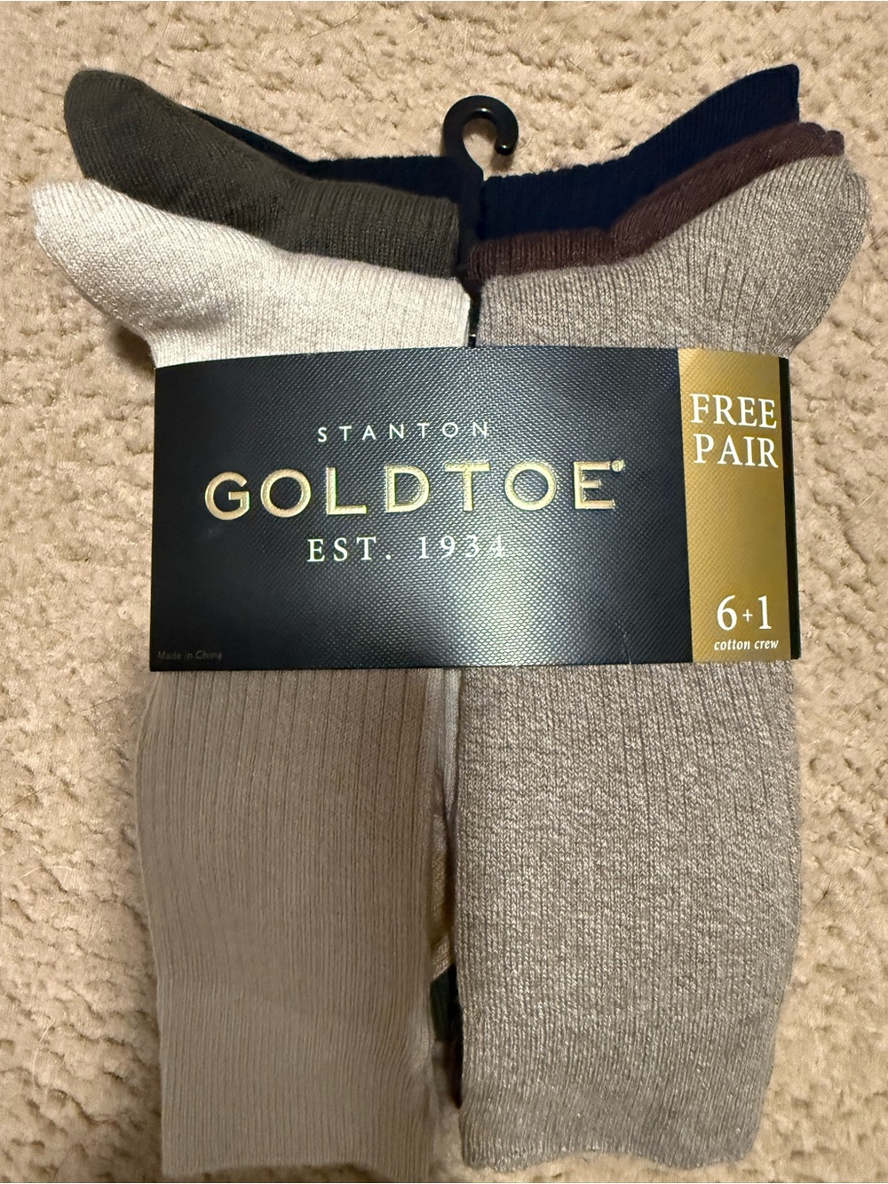 NEW - Gold Toe Men's Crew Socks - Beige, Brown & Olive Mix (6-Pack)